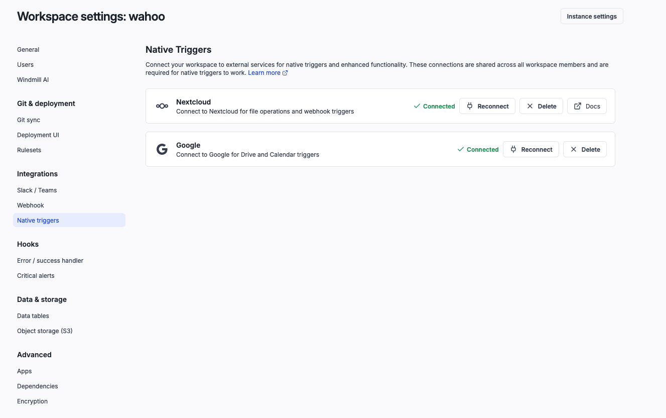 Workspace integration
